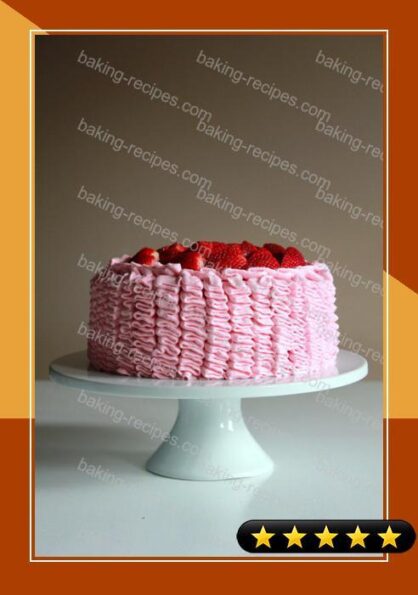 Strawberry Ruffle Cake with Strawberry Compote recipe