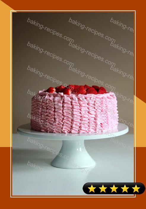 Strawberry Ruffle Cake with Strawberry Compote recipe