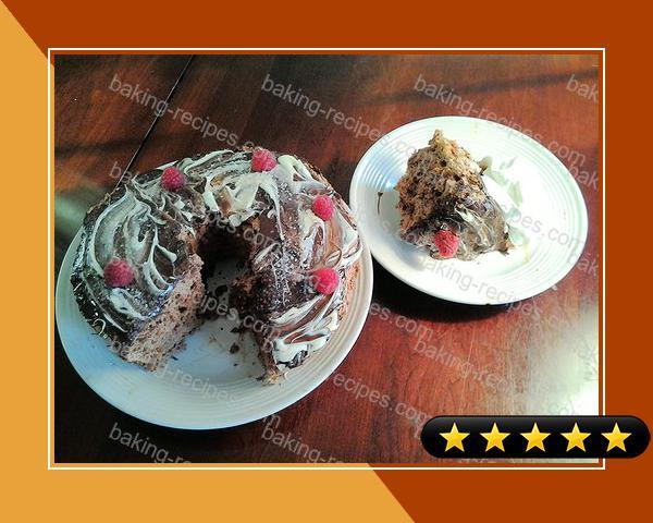 Chocolate Angel Food Cake with White and Dark Chocolate Glaze recipe