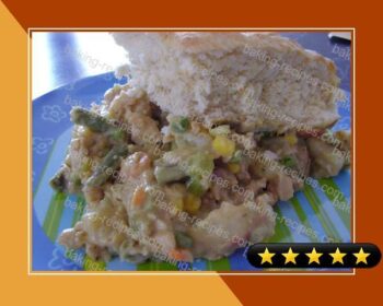 Pot Pie Casserole With a Biscuit Topping recipe