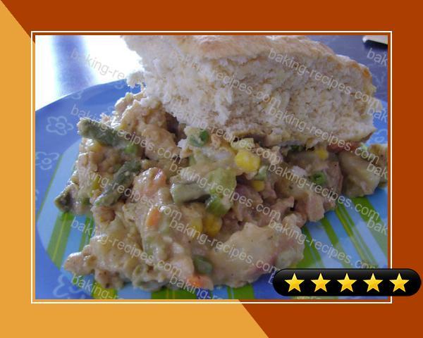 Pot Pie Casserole With a Biscuit Topping recipe
