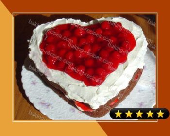 Heart Shaped Chocolate & Cherries & Cream Cake recipe