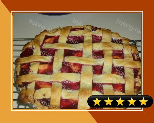 Lattice Top Peach Raspberry Pie recipe