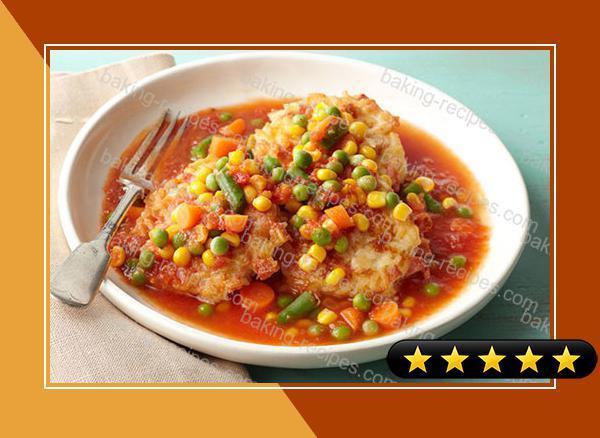 Ham & Cheese Rice Cakes with Tomato-Vegetable Sauce recipe