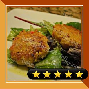 Deviled Crab Cakes on Mixed Greens with Ginger-Citrus Vinaigrette recipe