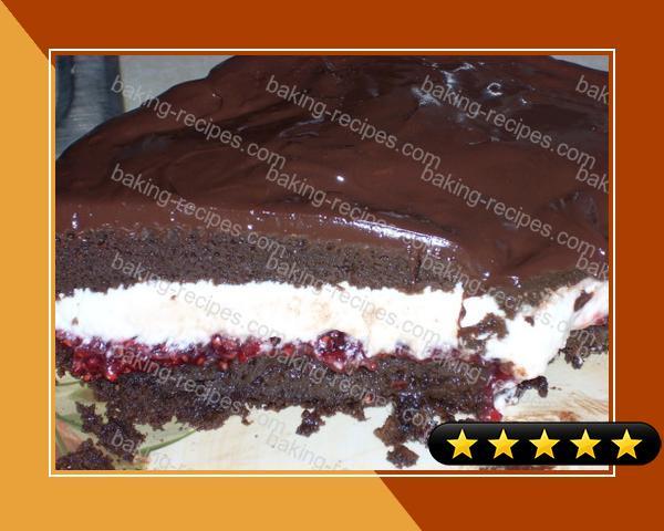 Fudgy Chocolate Layer Cake With Raspberry Chambord Whipped Cream recipe