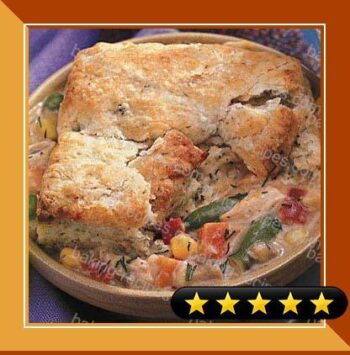 Chicken and Vegetable Pot Pies with Dilled Biscuit Topping recipe