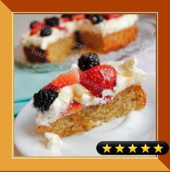 Pistachio Honey Cake with Berries and Mascarpone Cream recipe