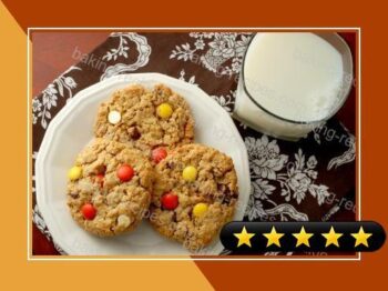 Chewy Reeses Pieces Peanut Butter Oatmeal Cookies recipe