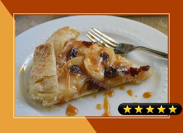 Easy Rustic Apple Raisin Pie with Caramel Drizzle recipe