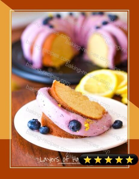Lemon Velvet Bundt Cake with Blueberry Cream Cheese Frosting recipe